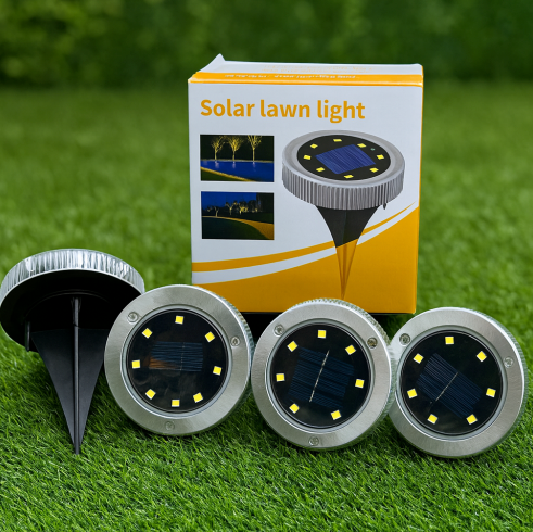 SET DE 4 LUCES LED PARA JARDÍN CON PANEL SOLAR