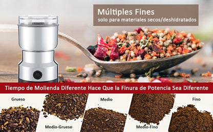 Molinillo Eléctrico Portátil de Acero Inoxidable, para Café, Especias, Semillas y Hierbas