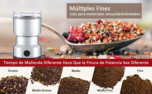 Molinillo Eléctrico Portátil de Acero Inoxidable, para Café, Especias, Semillas y Hierbas
